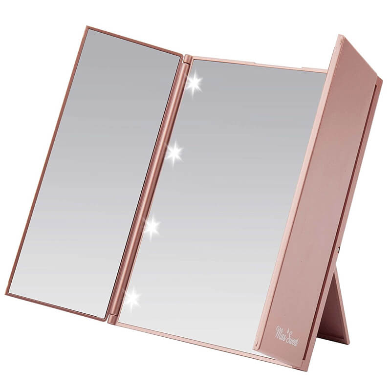 SM144 Specchio per trucco da tavolo ripiegabile 21 luci LED Specchio cosmetico con ingrandimento 2X 3X