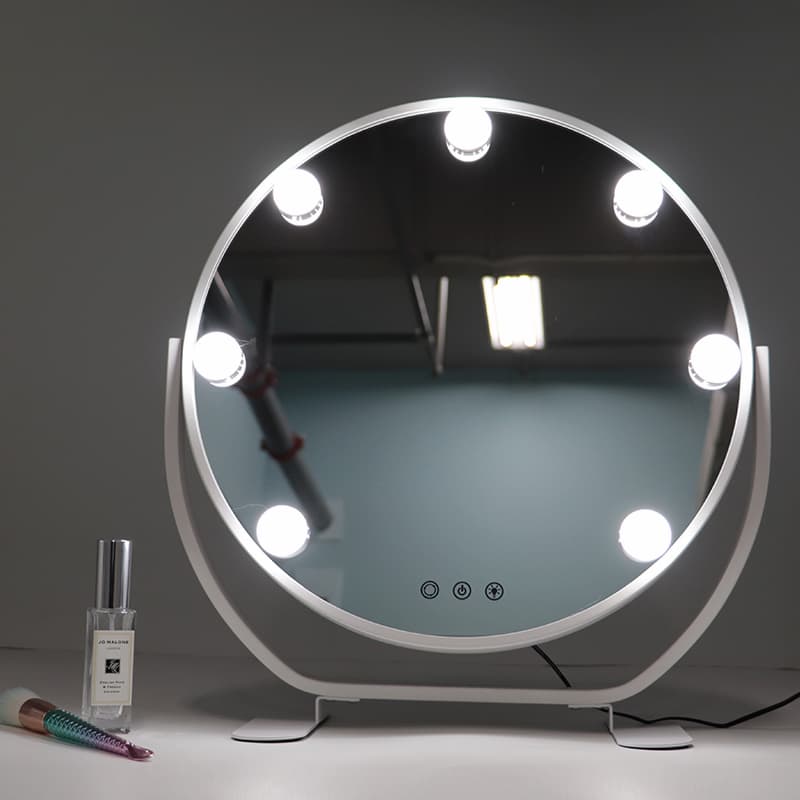 DP364 Specchio cosmetico con specchio Hollywood con base in metallo di forma rotonda con luci
