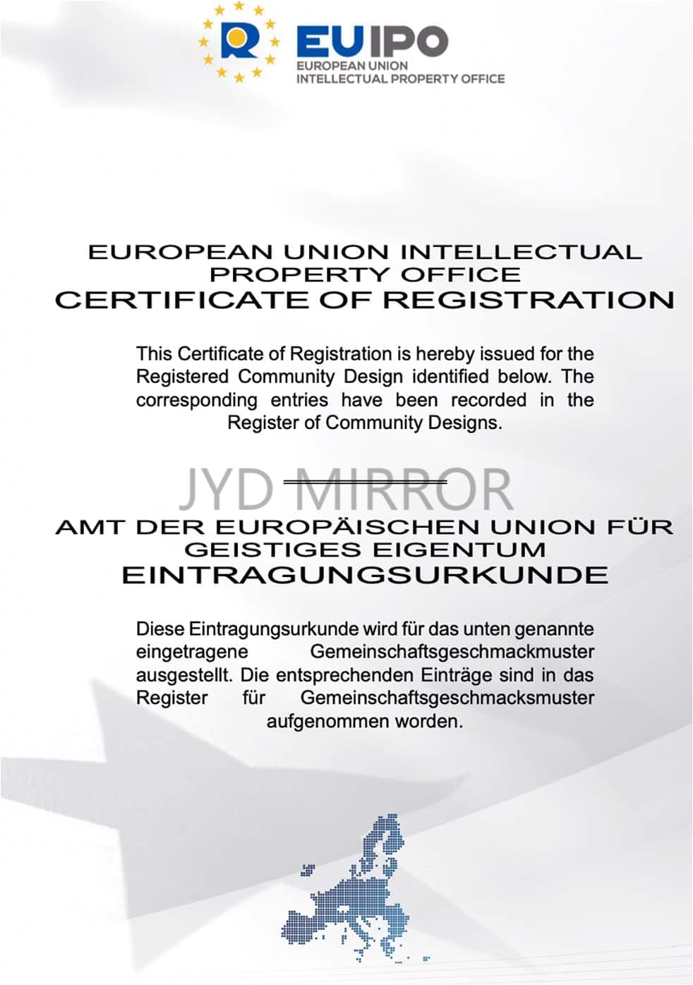 Certificato di brevetto di aspetto UE